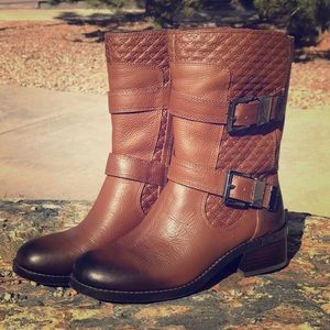 Vince Camuto Leather Moto Boots
